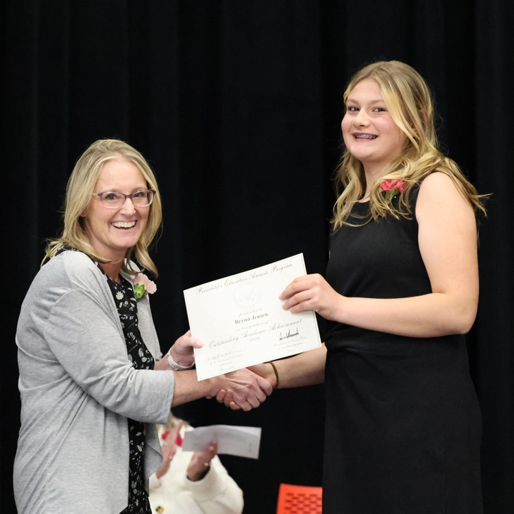 Brynn receiving a special academic award.   
