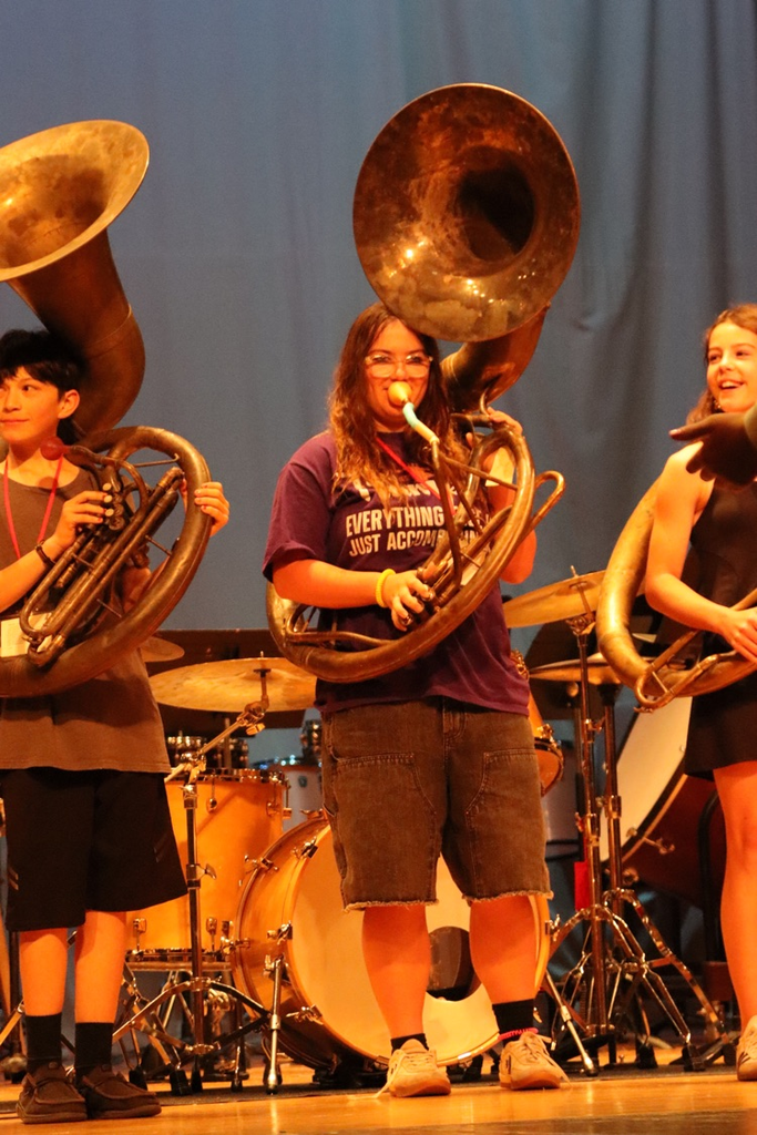 Dakota playing a new instrument.  