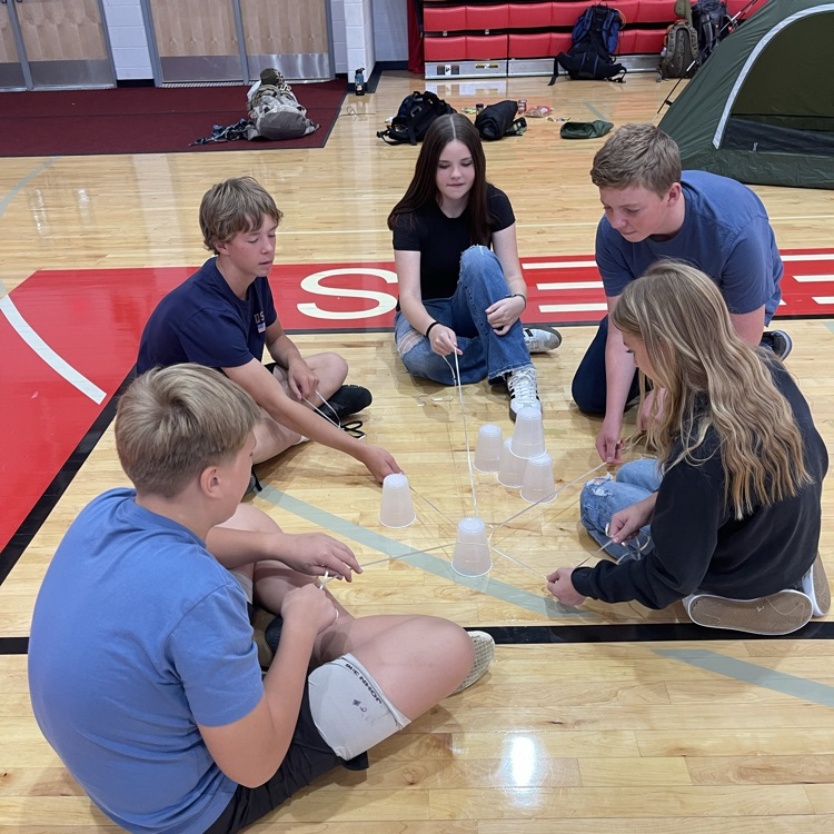 stacking cups using teamwork!!