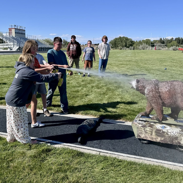 Practicing with bear spray  