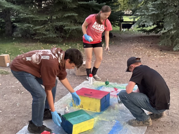 Painting the boxes.  