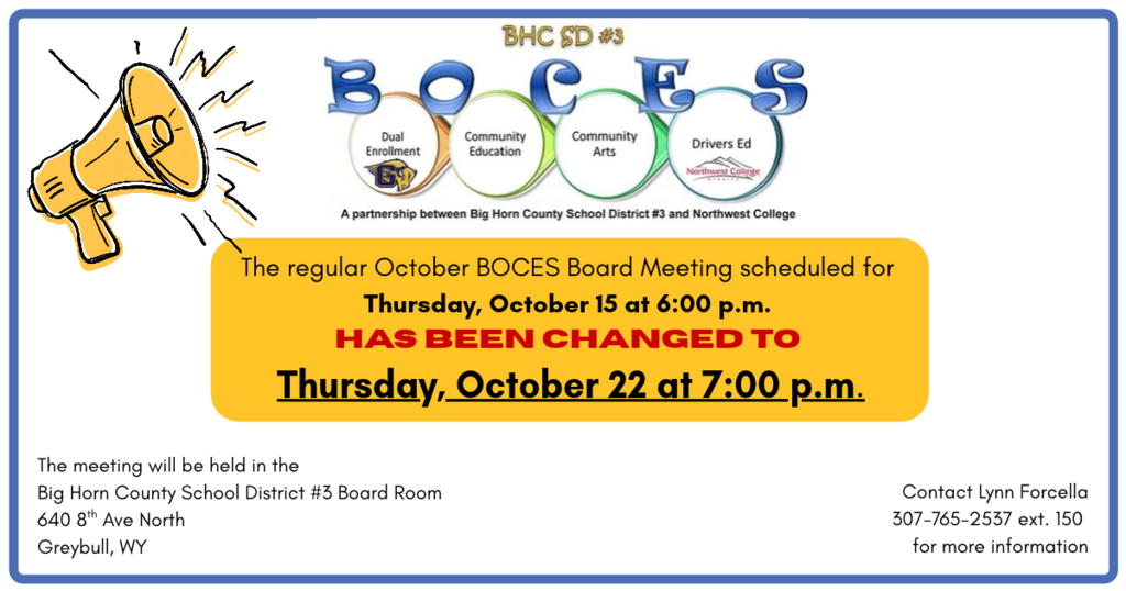 BOCES Meeting Change
