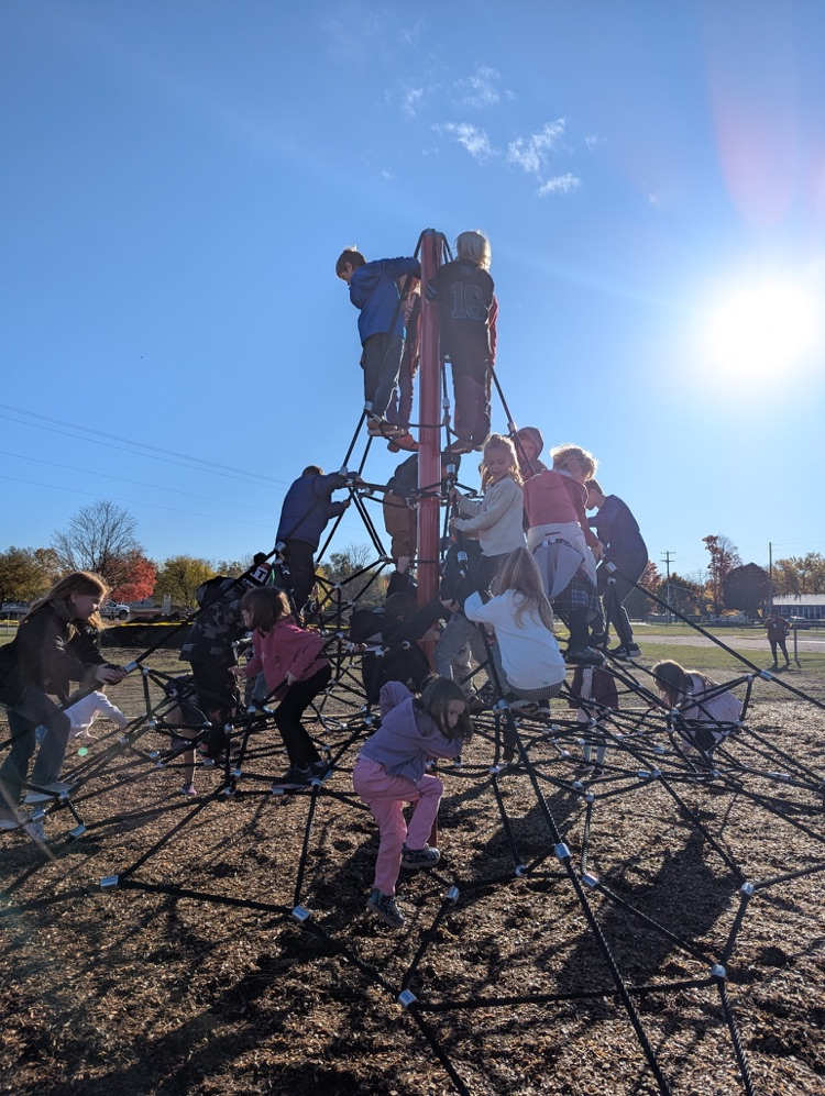 students climbing