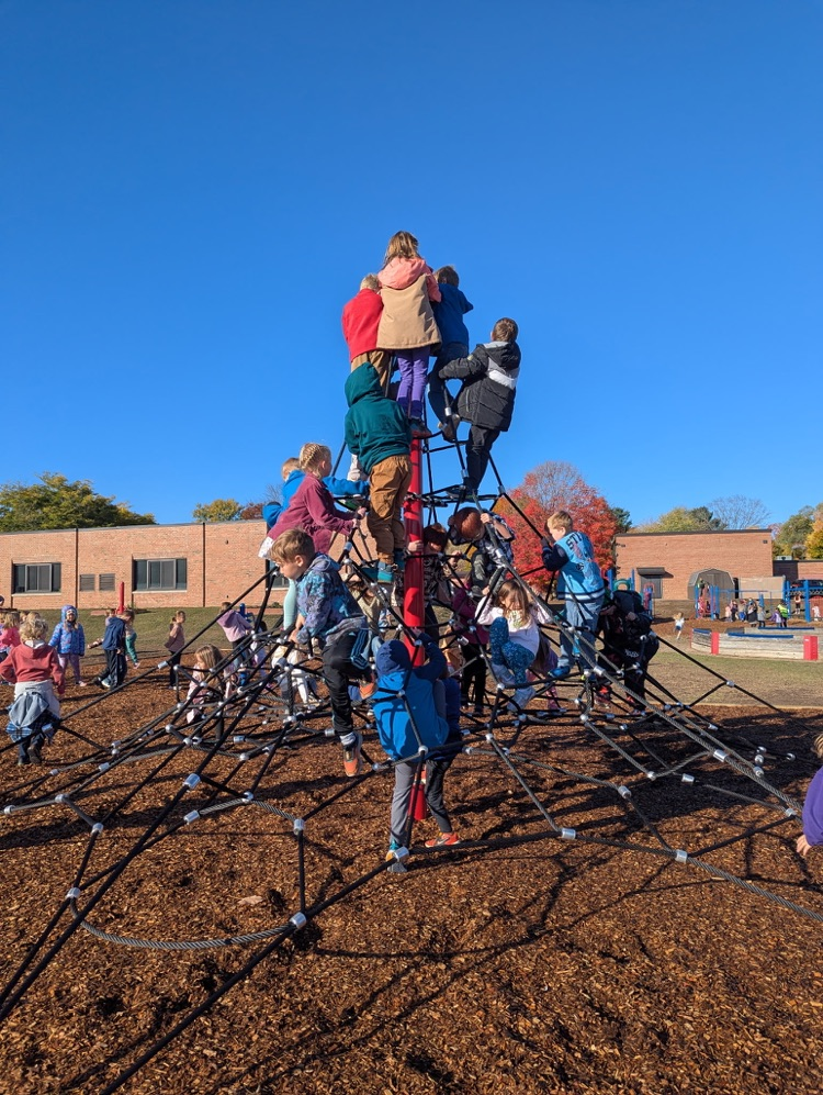 students climbing