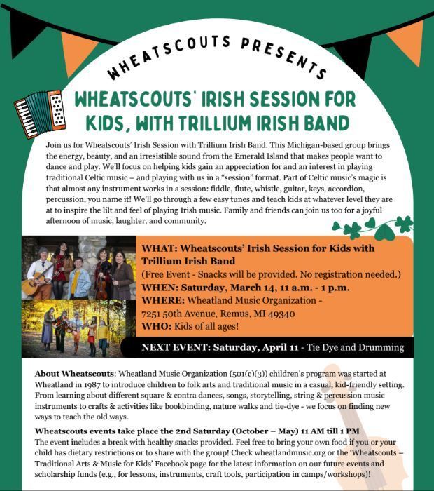 Join us for Wheatscouts’ Irish Session with Trillium Irish Band.