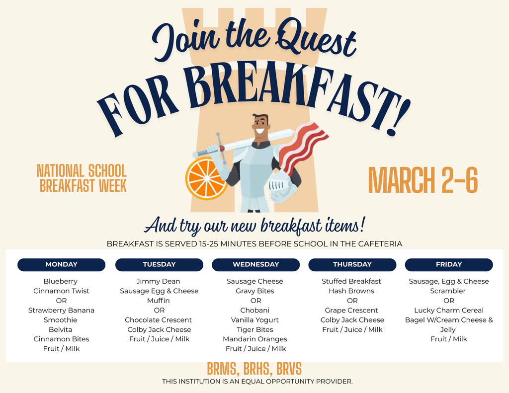 BRMS, BRHS, BRVS National School Breakfast Week