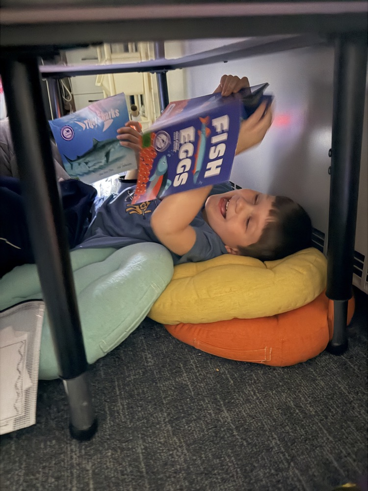 student reading