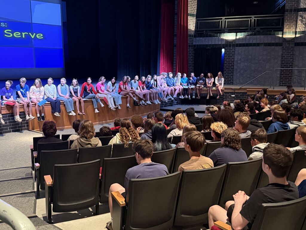 8th graders in the High School auditorium