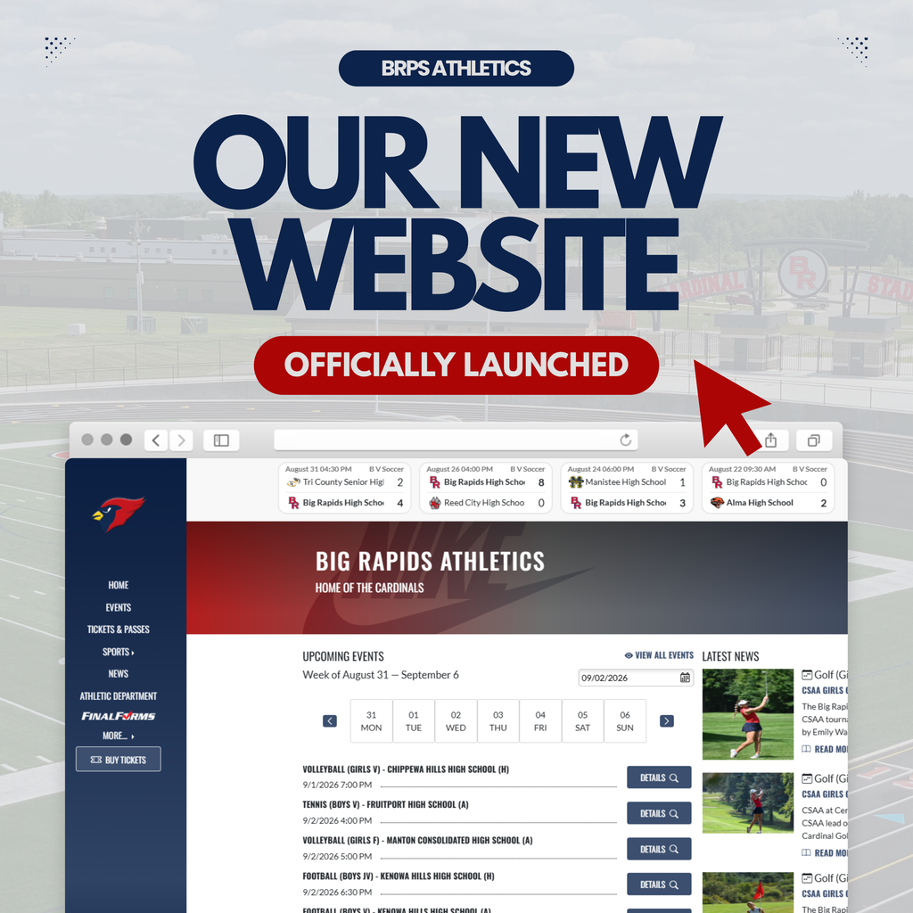 BRPS Athletics Our New Website Officially Launched - Image of new athletics home page