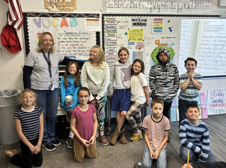 Mrs. McClelland’s students wearing polka dots and stripes