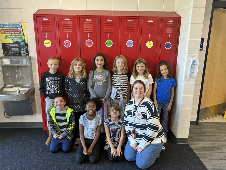Some of Mrs. Johnson’s students wearing polka dots and stripes