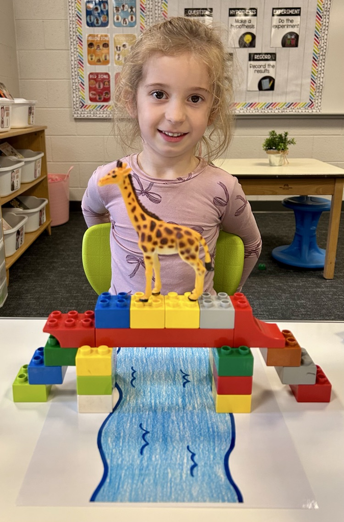 students bridge made of toys 