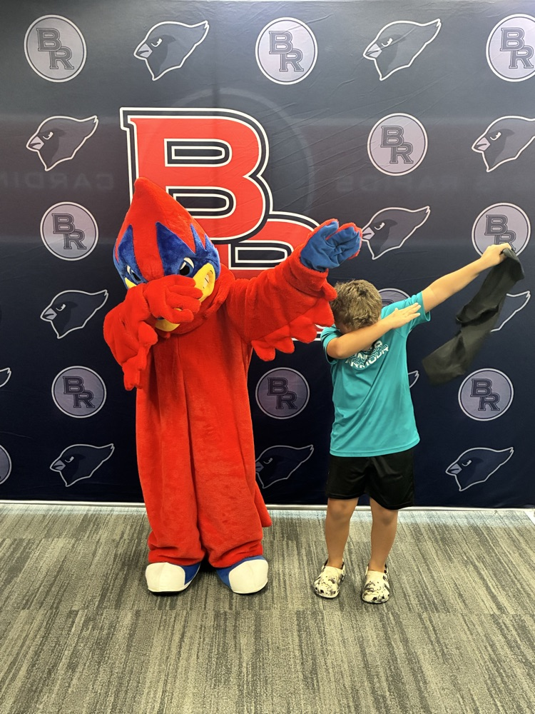 a student dabbing with our BR Cardinal