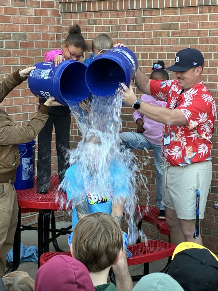 Mr. Coon ice bucket challenge with students