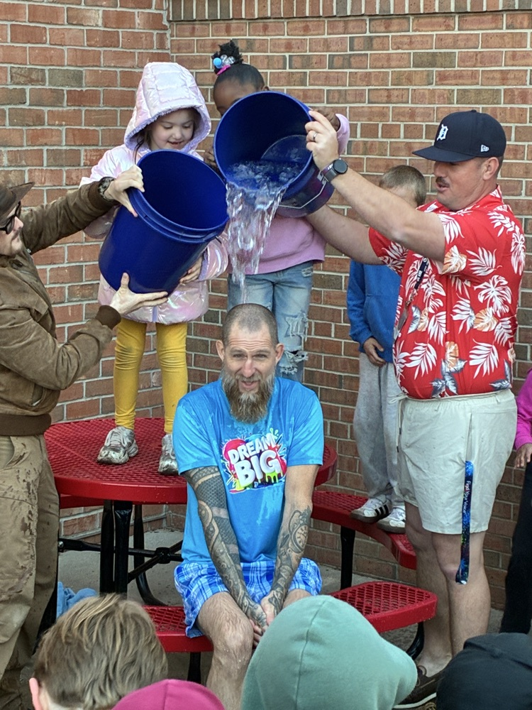 Mr. Coon ice bucket challenge with students