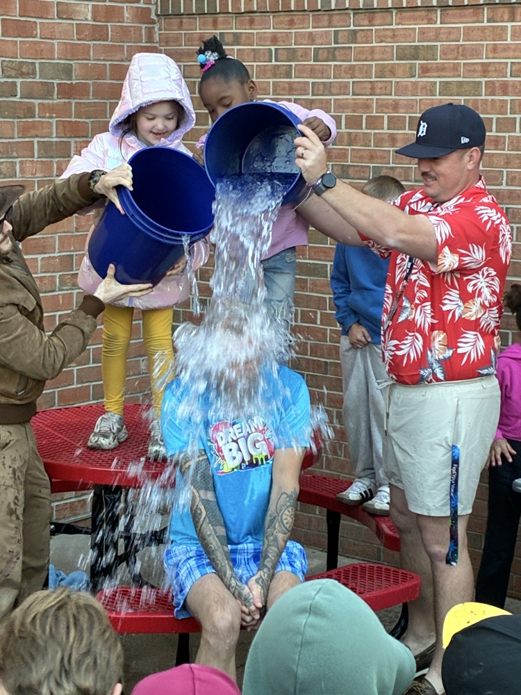 Mr. Coon ice bucket challenge with students
