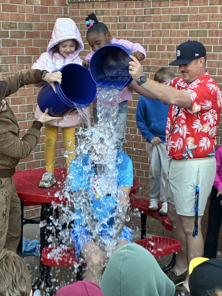 Mr. Coon ice bucket challenge with students