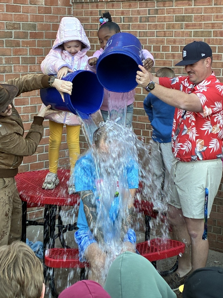 Mr. Coon ice bucket challenge with students