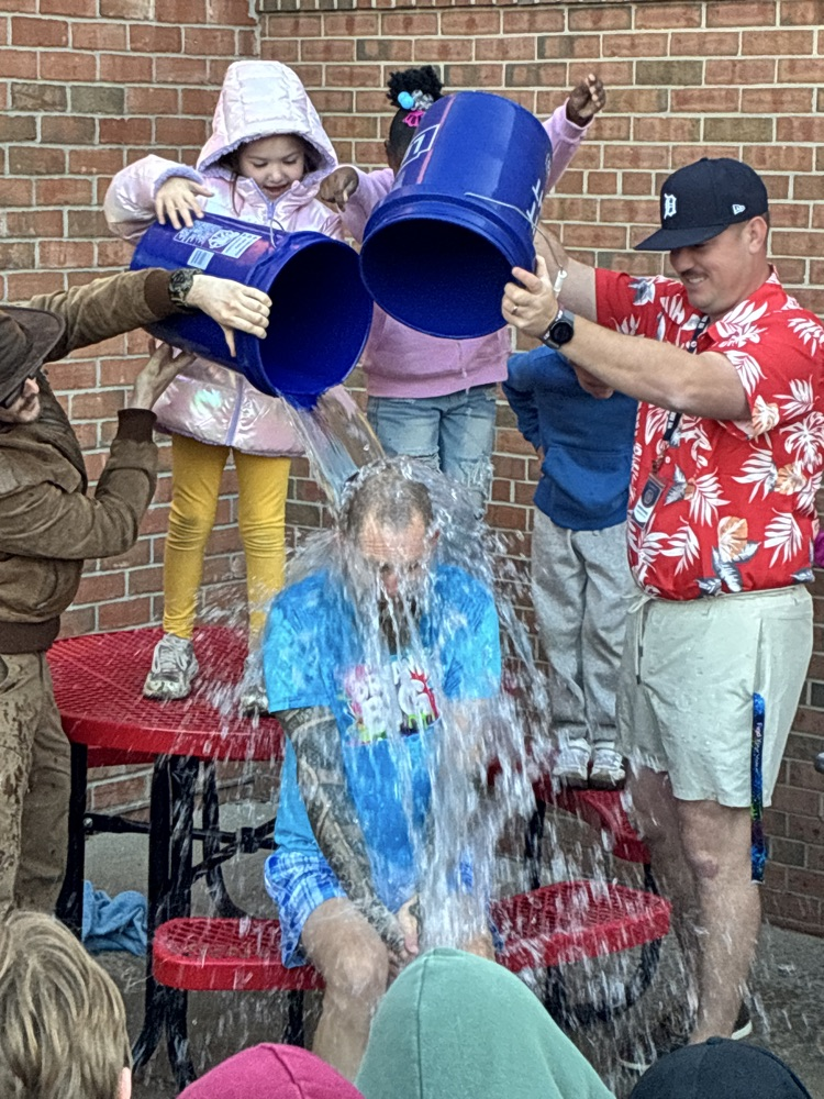 Mr. Coon ice bucket challenge with students
