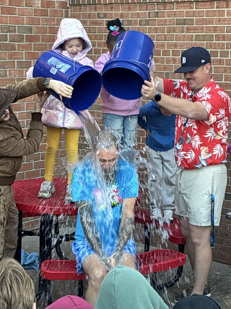 Mr. Coon ice bucket challenge with students