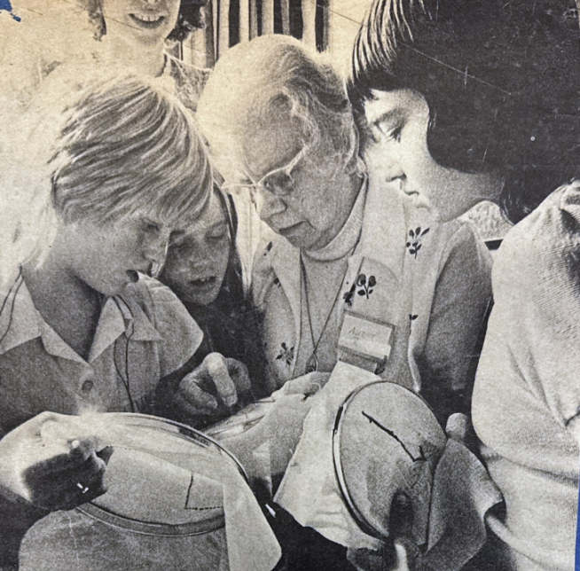 Mrs. Buck with students