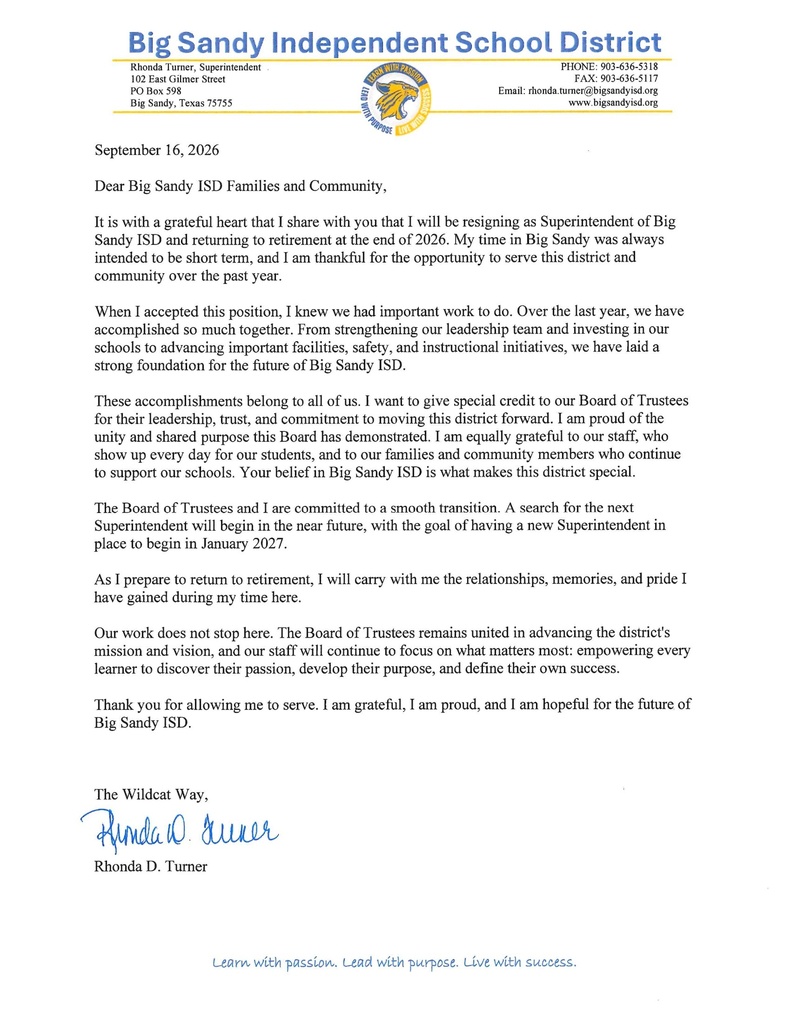 Letter from Turner