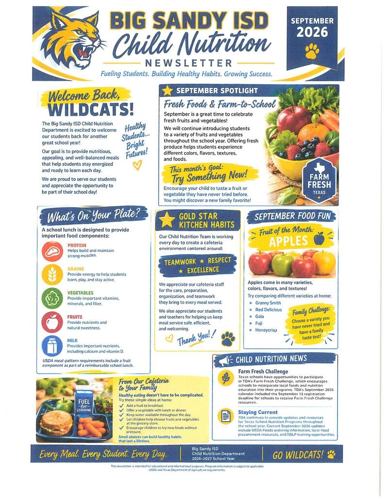 Child Nutrition Sptember Newsletter