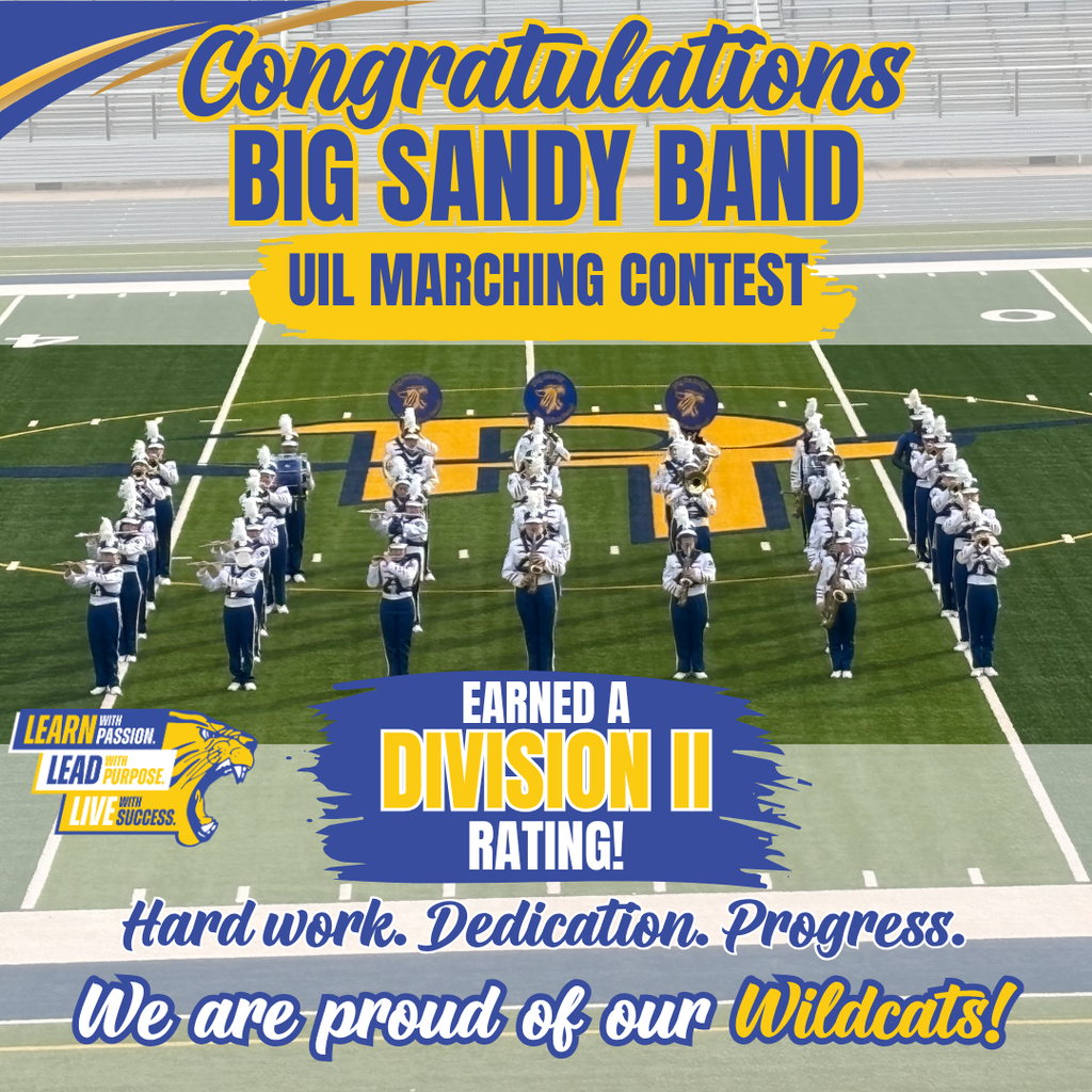 Congratulations Band Graphic Division II rating at Marching Contest