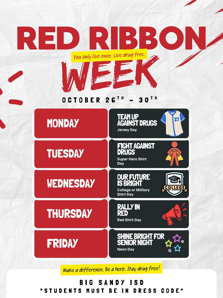 Red Ribbon Week Dress Up days
