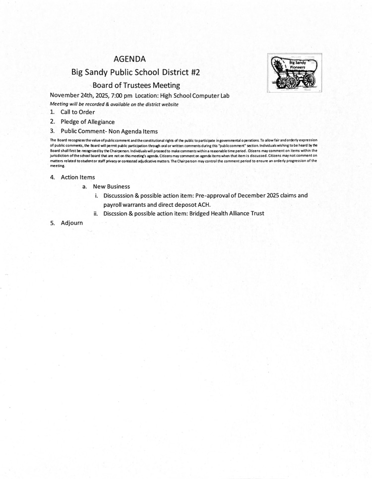 special meeting agenda 