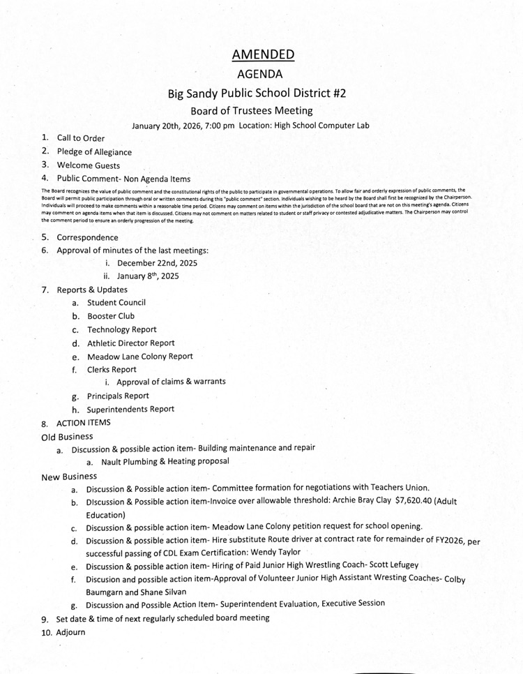 amended January agenda