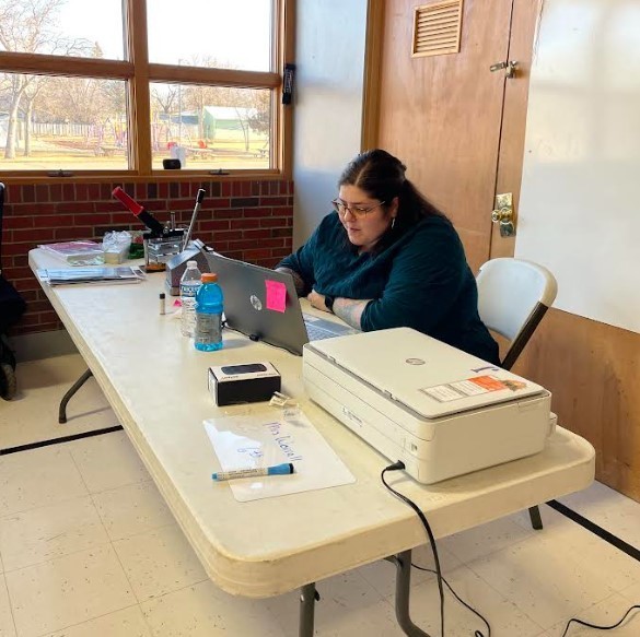 The Crafty Peacock making magnets for the students at school