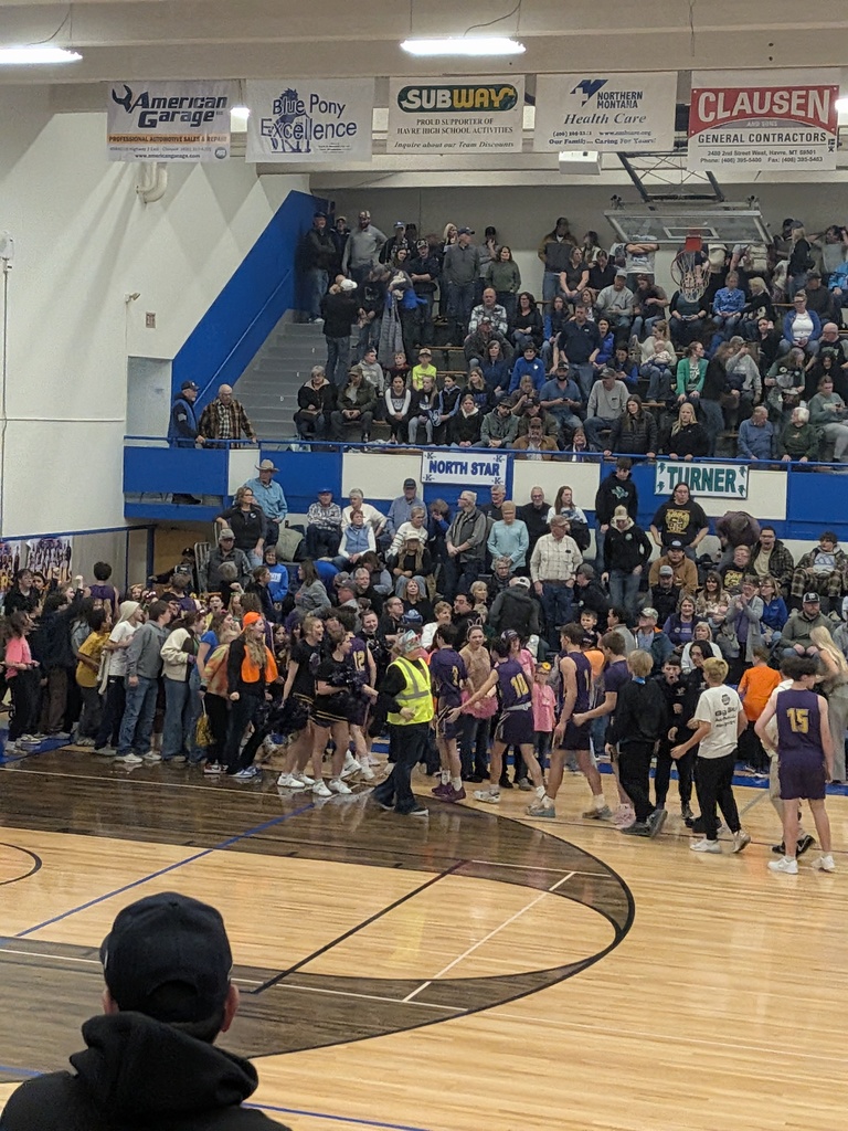 The crowd wishing the Big Sandy team congratulations after their win in the semi finals of the district tournament. 