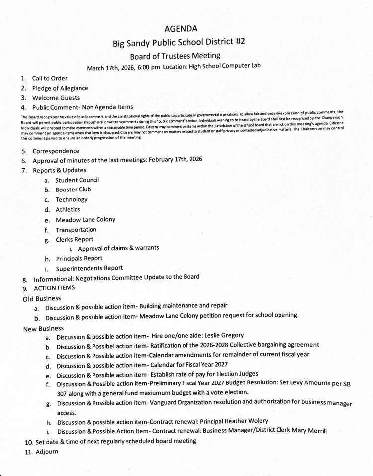 March 17 2026 agenda