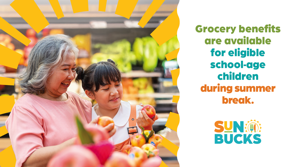 Sunbucks advertisement, Grocery benefits available for school age children. 