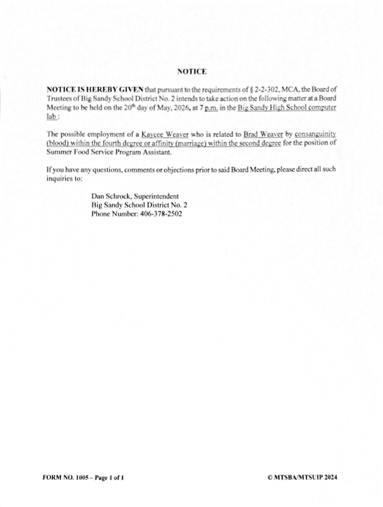 notice pursuant to MCA 2-2-302