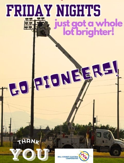 Thank you to Hill County Electric for bringing us new lights to our football field