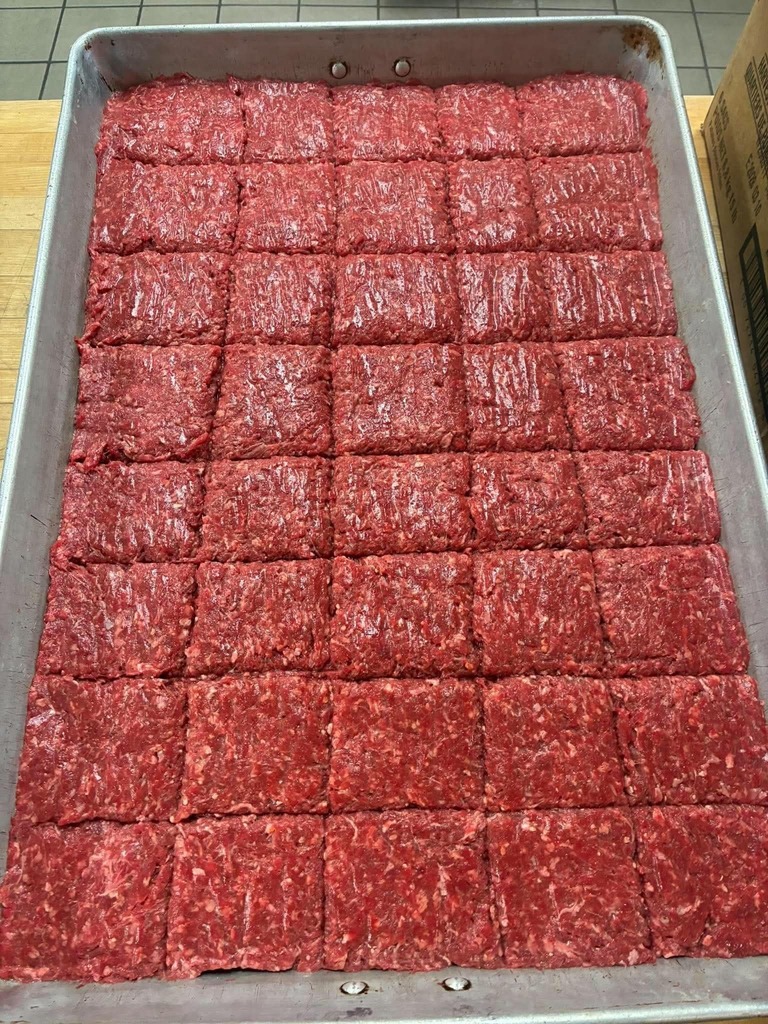 hanburgers and salad from our local producers