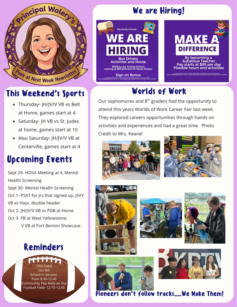 Peek at Next WEek for Sept 28-Oct 2