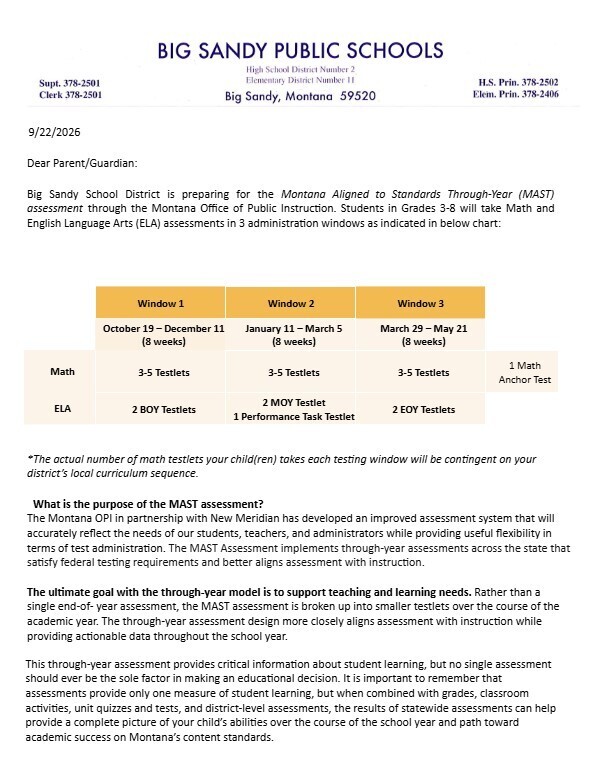 Information about mast statewide testing
