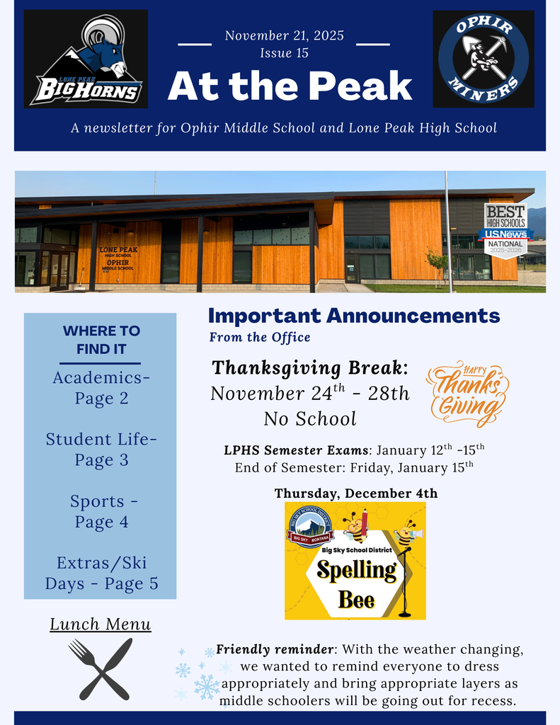 OMS & LPHS Newsletter: At the Peak - Issue 15 - 11.21.2025