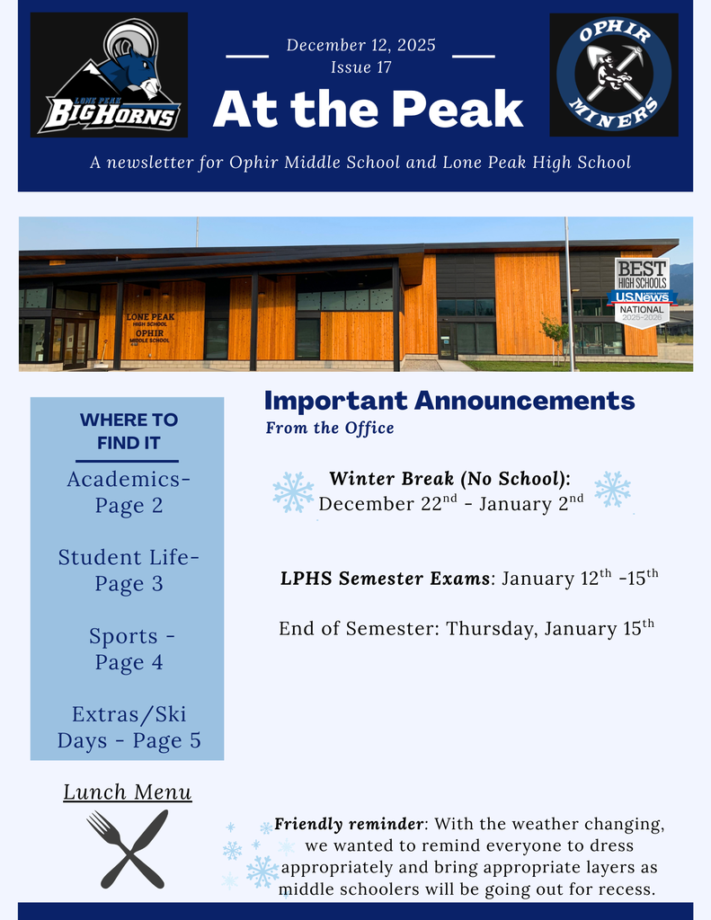 OMS & LPHS Newsletter: At the Peak - Issue 17- 12.12.2025
