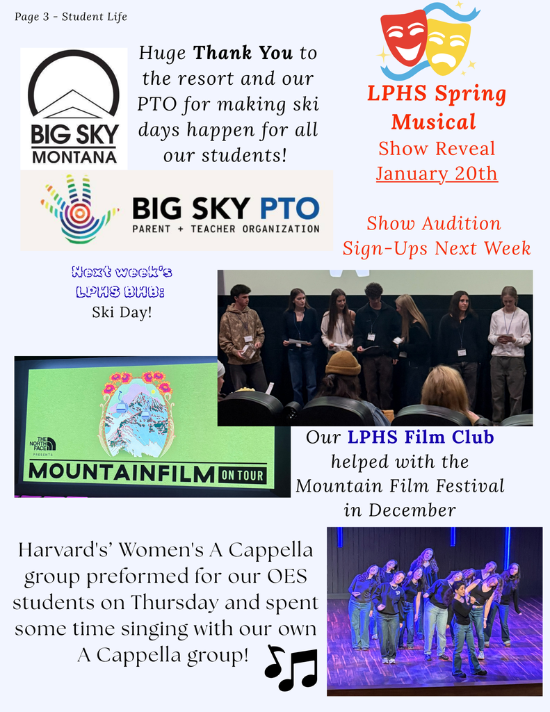 BSR & PTO Thank you, Film Club and A Cappella and Musical announcement