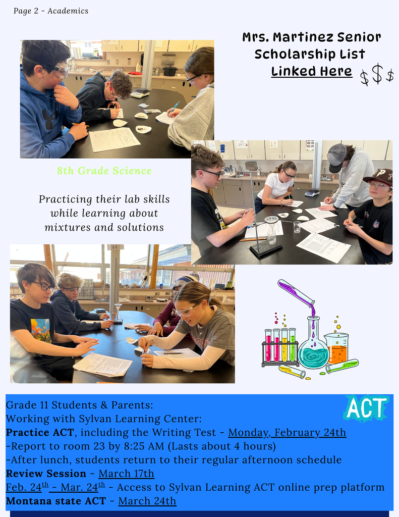 Page 2 - Academics: 8th Grade Science, ACT Dates