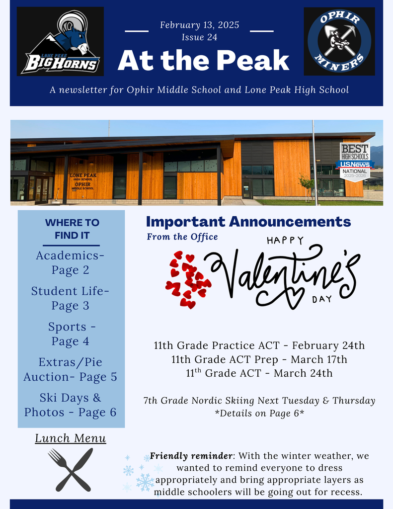 OMS & LPHS Newsletter: At the Peak - Issue 24 - 2.13.2026