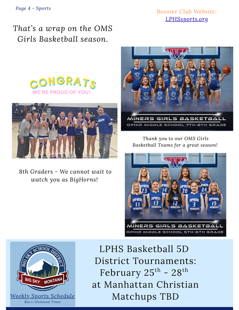 OMS girls teams, LPHS teams to districts