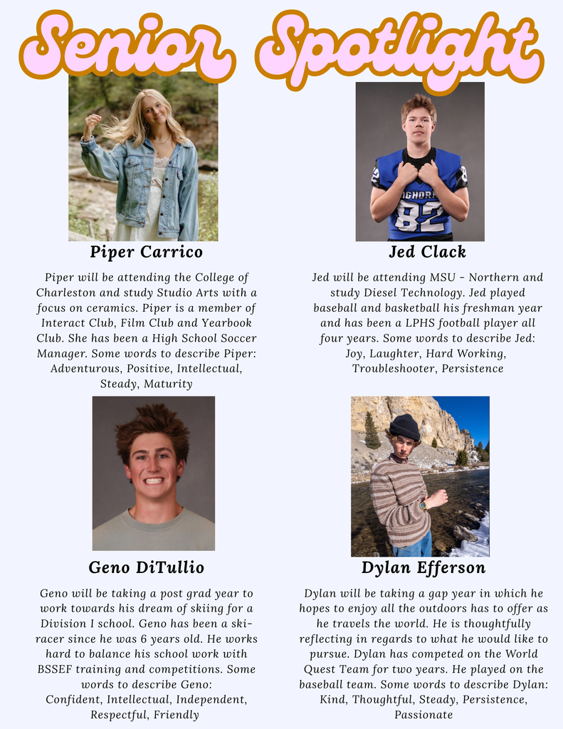 Senior Spotlight - Piper, Jed, Geno, Dylan