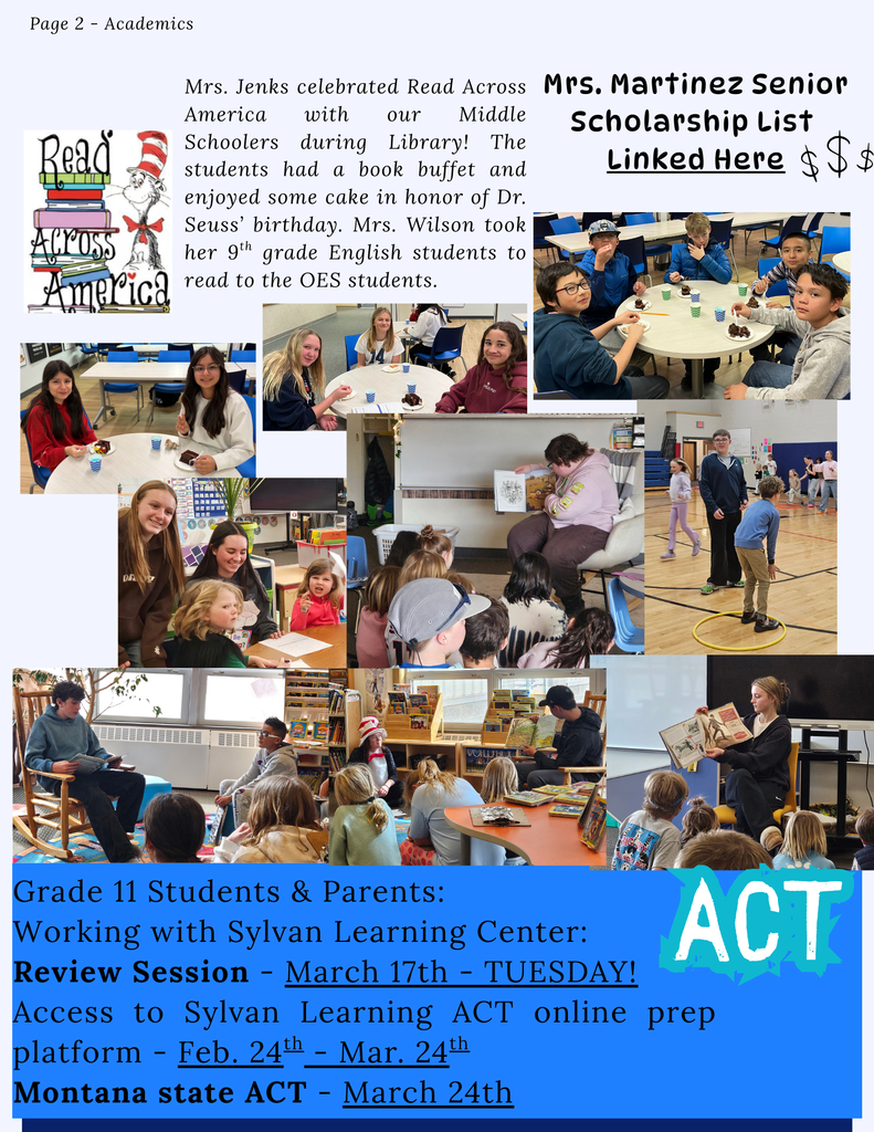 ACT dates and Read Across America