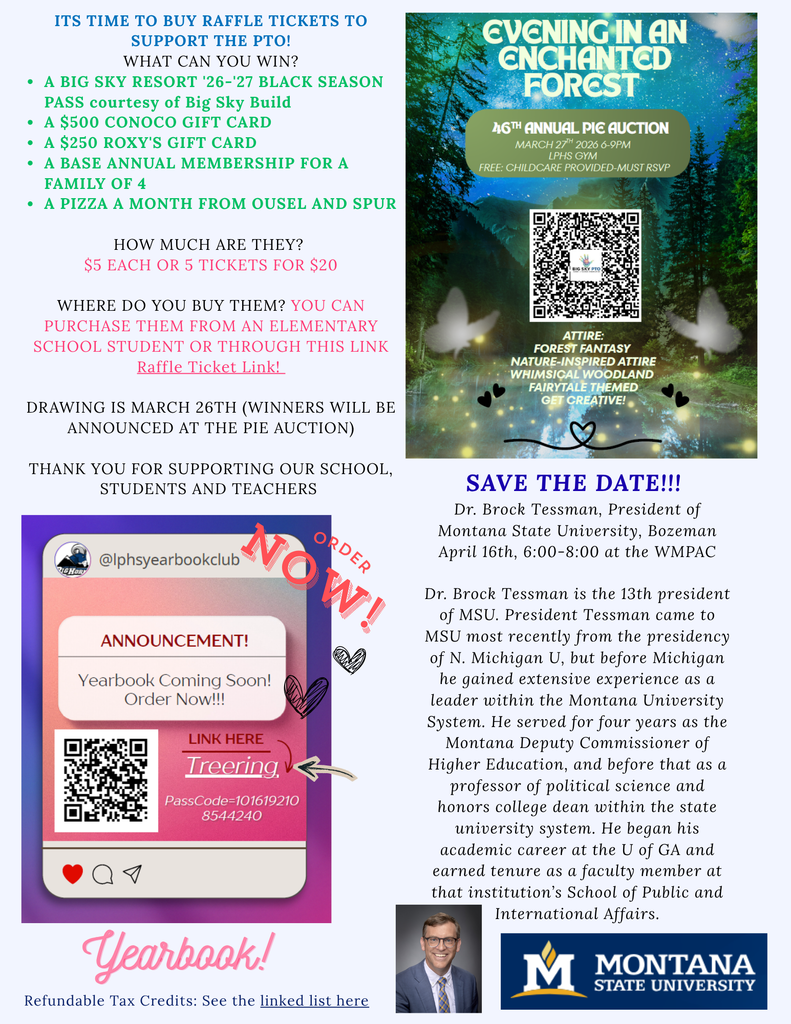 PTO - raffle and attendance tickets, yearbook ordering, MSU president visit April 16th