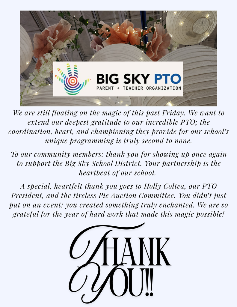 PTO thank you for pie auction